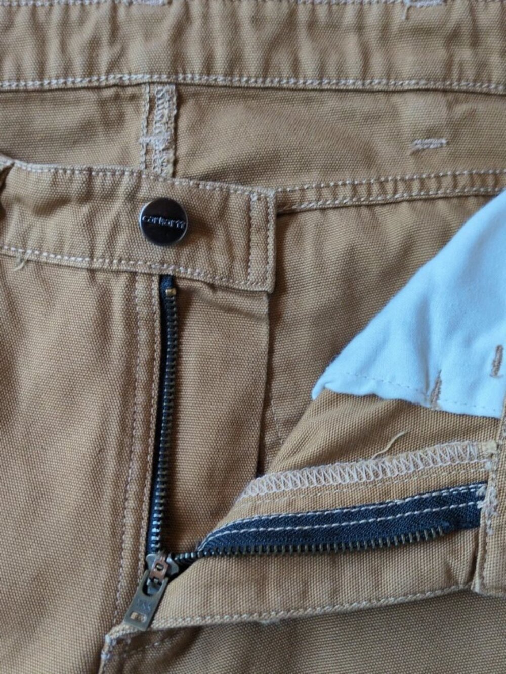Carhartt SALES SAMPLE Womens Sz 4 Brown Canvas Carpenter Work Pants Pima Nylon - Picture 9 of 11
